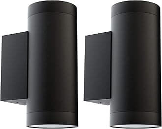 Klighten 2 Pieces Outdoor Wall Sconce Up Down Outdoor Sconce IP65 Modern Aluminium Wall Lamp for Entrance Terrace Garden, GU10 Socket, Bulb Not Included, Black