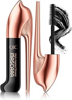 Unique High Heel Design Mascara – Ultra-Volumizing & Lengthening Lash Cosmetics Mascara for Long, Thick, Curled Lashes – 24H Waterproof & Smudge-Proof – Ultra Black, Dramatic Eye Makeup Look