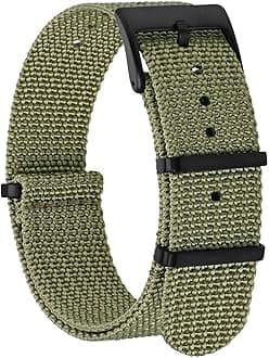 BISONSTRAP Nylon Watch Bands for Men, One-Piece Military Watch Straps, 18mm 20mm 22mm