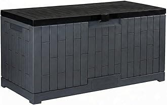 YITAHOME Large Outdoor Storage Box, 120 Gallon Waterproof Resin Deck Box w/Slide-Locking Black Lid, Patio Storage Bin and Bench Seat for Garden Tools, Cushions &Pool Supplies, Easy Assembly, Dark Gray