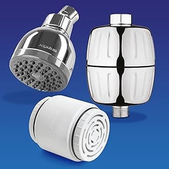 SF500 HD HEAVY DUTY High Output Shower Filter + TurboSpa 3 Inch High Pressure Shower Head w/Flow Restrictor + AquaBliss HD Multi Stage Shower Filter Replacement Cartridge (Exclusive Bundle)