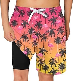 TUONROADBoys Swim Trunks with Compression Liner Quick Dry Board Shorts with Boxer Brief Lined Bathing Suit 8-20 Years