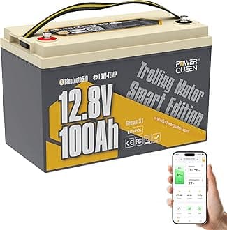 LiFePO4 Battery 12V 100Ah Bluetooth Group31 Deep Cycle Battery, Max. Output Power 1280W, 100A BMS with Low-Temp Cut-off Protection for RV, Trolling Motors, Solar System