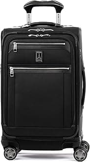 Platinum Elite Softside Expandable Carry on Luggage, 8 Wheel Spinner Suitcase, USB Port, Suiter, Men and Women, Shadow Black, Carry On 21-Inch