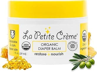 La Petite Creme French Organic Diaper Balm (1 oz) - Healing & Nourishing Diaper Cream - Gentle & Safe Liniment Baby Lotion - USDA Certified Organic - Baby Essentials for Newborn