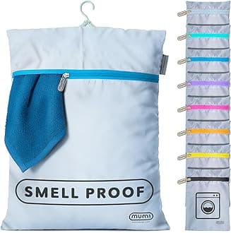 Travel Laundry Bag – Moisture & Smell-Proof Clothes Bag with Folding Hanger & Outer Pouch | Large Laundry Storage Bag for Suitcase, Gym & Packing | Dirty Clothes Organizer (Blue)