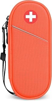 SITHON EpiPen Medical Carrying Case Insulated, Travel Medication Organizer Bag Emergency Medical Pouch Holds 2 EpiPens, Asthma Inhaler, Anti-Histamine, Auvi-Q, Allergy Medicine Essentials, (Orange)