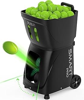 PT-Smart PRO Tennis Ball Machine with Apple Watch/APP/Remote Control, 12 Spin Modes, 110-Ball Capacity, Portable Ball Launcher, 6-Hour Battery for Tennis Training, Beginners & Pros