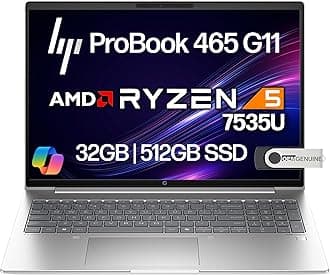 HP ProBook 465 460 G11 Business Laptop 16” FHD+ Display, AMD Ryzen 5 7535U, 32GB DDR5 RAM, 512GB NVMe, Wi-Fi 6E, RJ-45, Webcam, Backlit Keyboard, Win 11 Pro - Pike Silver Plastic