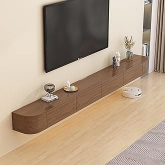 Modern Wall Mounted Floating TV Stand, Entertainment Unit, TV Console with Doors Drawers for Living Room, Bedroom (Walnut, 120CM)