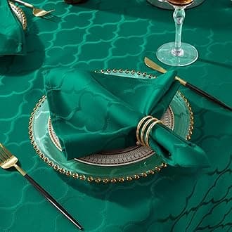 SASTYBALE Christmas Cloth Napkins 20 x 20 Inch, Flower Pattern 4 Pieces Solid Washable Comfortable Napkins for or Xmas Holiday Party Decor (Green, 20” X 20” Napkin)