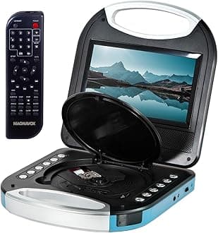 MTFT750-BL Portable 7 inch TFT DVD/CD Player with Remote Control and Car Adapter in Blue | Rechargeable Battery | Headphone Jack | Built-In Speakers |