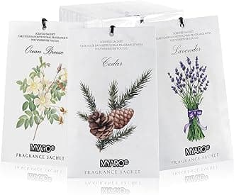 MYARO Scented Sachets for Drawers and Closets, Air Freshener Deodorizer Bags, Fresh Home Fragrance Potpourri, 12 Pack (Lavender, Cedar, Ocean)