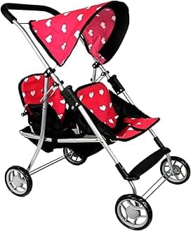 The New York Doll Collection First Doll Twin Stroller - Cutest Heart Design