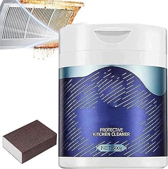 Rednow Chef Cleaner Powder,CH-EF Protective Kitchen Cleaner,Chefs Cleaning Powders,Heavy Oil Stain Powder Cleaners Kitchen, Stubborn Stain&Grease Cleaners(1PC+Sponge)