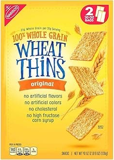 Nabisco Wheat Thins Original Snack Crackers 21 gram Whole Grain 2 Bags of 20oz