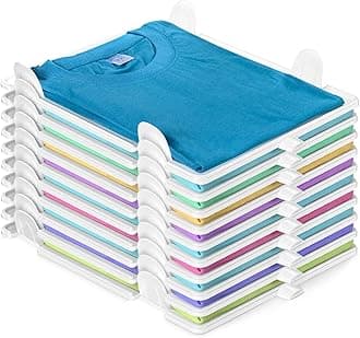 Tshirt Organizer for Clothes Storage, Stackable Closet Organizer with Easy Access, Shirt Folder Board, Sturdy and Durable, Clothes Folder 10-Pack