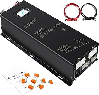 WZRELB 7000W Split Phase Pure Sine Wave Inverter, 48V DC to 120V/240V AC, 4 AC Outlets, Hardwire Terminal, High Efficiency up to 91.6%, Black