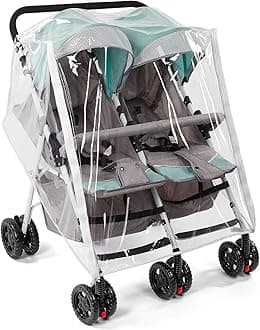 Double Stroller Rain Cover, Waterproof Weather Shield for Side by Side Baby Double Stroller, Twins Stroller Cover for Rain/Wind/Snow/Cold/Dust, Baby Outdoor Accessories