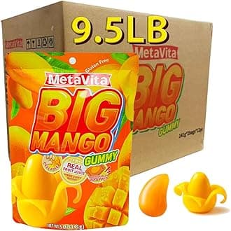 (24 Packs, 9.5LB) MetaVita Peelable Big Mango Gummy Candy – Individually Wrapped Fun Size Gummies for Halloween Candy, Trick-or-Treat, Party Snacks & Gifts for Kids & Adults
