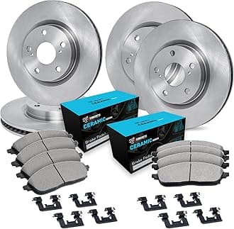 R1 Concepts Front Rear Brakes and Rotors Kit |Front Rear Brake Pads| Brake Rotors and Pads| Ceramic Brake Pads and Rotors |Hardware Kit|fits 1994-1996 Nissan 240SX