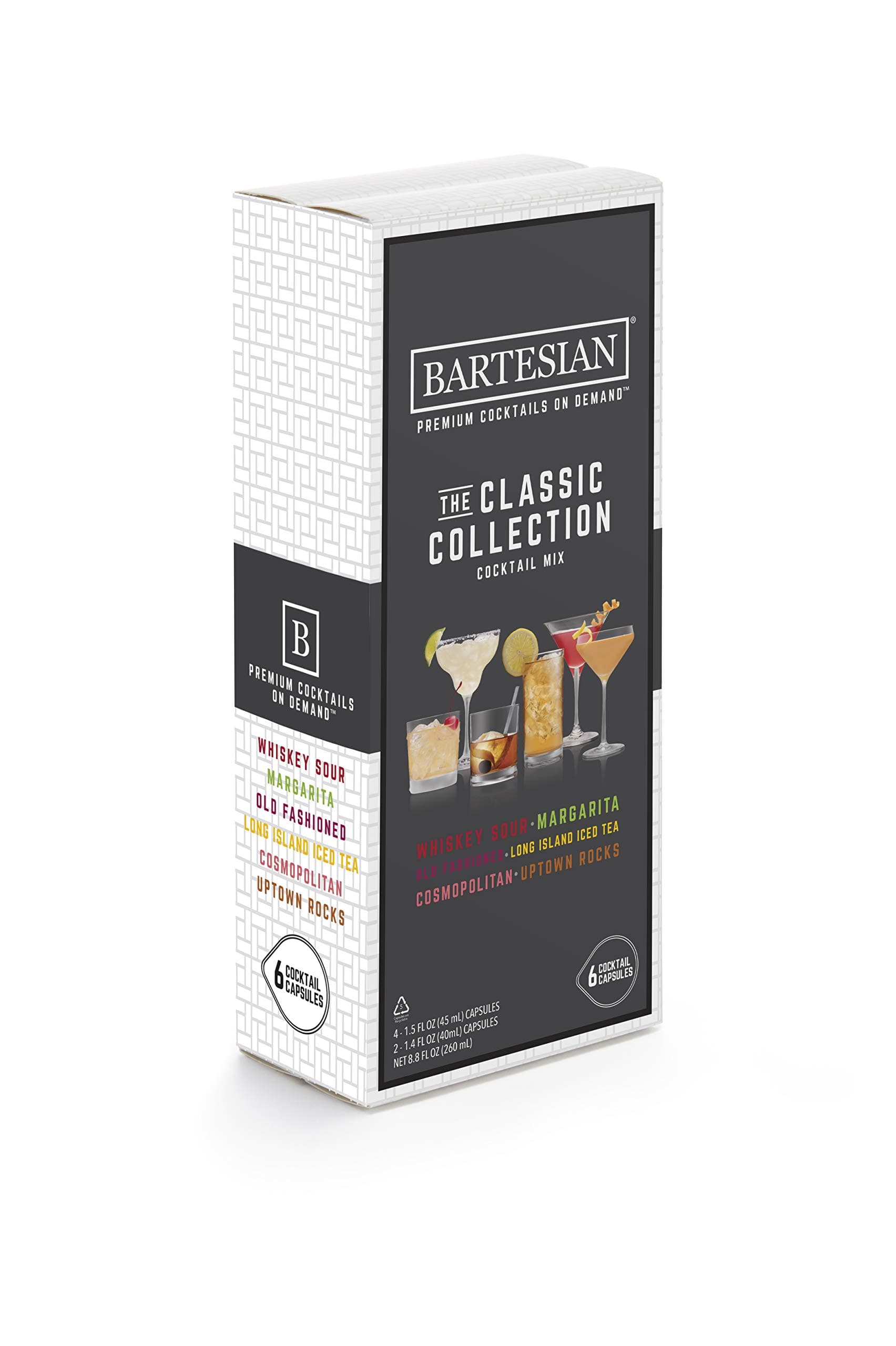 The Classic Collection cocktail Mixer capsules, Variety Pack of 6 , for bartesian Premium cocktail Maker (55350)