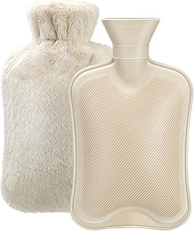 Hot Water Bottle with Soft Cover (2 Liter) Classic Rubber Hot Water Bag for Cramps, Neck, Shoulders Pain Relief, Hot Cold Pack for Hot and Cold Therapy and Feet Warmer