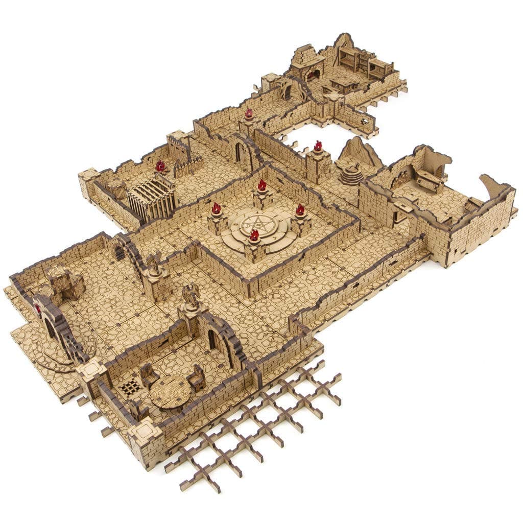 TowerRex 3D Modular Battle Map D&D Terrain - dnd accessories, set for Dungeons & Dragons, Pathfinder, Warhammer, Tabletop battle mat grid, wargaming terrain, TTRPG Scenery kit for 28mm 32mm miniatures