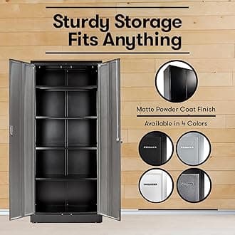Verahaus Metal Storage Cabinet - 5 Tier Thicken Steel Locker -Garage Storage Cabinet- Tall Lockable Steel Storage Cabinets (Silver)