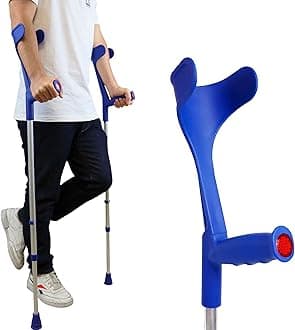 Forearm Crutches for Adults (x2 Units) Open Cuff, Adjustable Height, Aluminium, Lightweight Elbow Crutches, Made in Europe