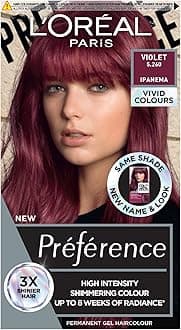 L’Oréal Paris Permanent Hair Colour, Long-Lasting Shine and Intense Colour, For up to 8 Weeks, Preference Vivids (Colorista), Violet 5.26, x1 pack