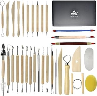 Pottery Sculpting Tools 32PCS Ceramic Clay Carving Tools Set for Crafts Polymer Clay Club,Dotting,Modeling,Shaping Trimming,Hobbyists,Artists