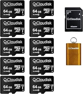 Pack of 10 Micro SD Card 64GB Flash Memory Card C10 A2 U3 Micro SDXC with SD Adapter, Card Reader