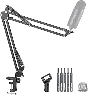 InnoGear Microphone Arm, Upgraded Mic Arm Microphone Stand Boom Suspension Stand with 3/8" to 5/8" Screw Adapter Clip for Black Yeti Snowball, Yeti Nano, Yeti x and other Mic