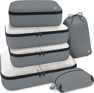 HOTOR Packing Cubes for Suitcases - 6 Pieces, Light Packing Cubes for Travel, Premium Suitcase Organizer Bags Set, Space-Saving Luggage Organizers, Travel Accessories and Essentials, Grey