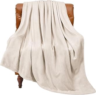 Fleece Blanket Beige Throw Blankets for Couch & Bed, Luxury Plush Cozy Fuzzy Blanket 50" x 60", Super Soft Warm Lightweight Throw Blanket for Travel Camping