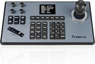 TenveoPTZ Camera Joystick Controller LCD Screen Preview 4D Joystick Controller Keyboard Support NDI PoE Visca Over IP RS422 RS485 RS232 Pelco-D/P For Church/Event/OBS/Vmix/Live Streaming(KB200)