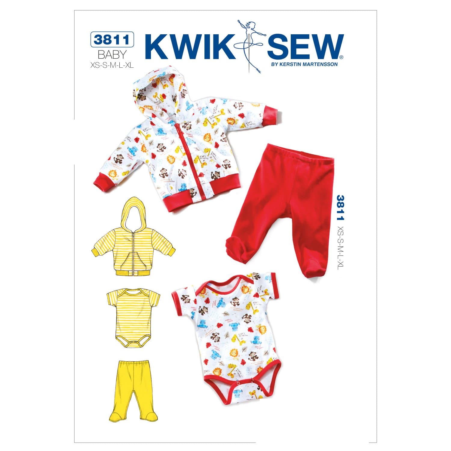 KWIK - SEW PATTERNS K3811 Size Extra-Small - Small - Medium - Large - Extra-Large Jacket, Pants and Romper, Pack of 1, White