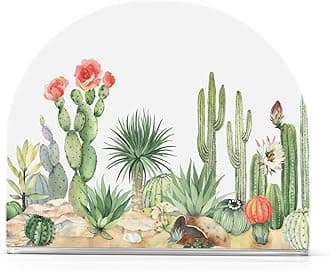 Napkin Holder, Clear Acrylic Paper Napkin Holders Blooming Cacti Succulents Tissue Box Dispenser Stand Tabletop Space Saver Upright Napkin Towel Holders for Kitchen Restaurant Home Decor