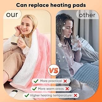 greenoak Heated Blanket Electric Twin 62"X84", Heating Blanket with 10 Levels 1/2/4/6/8 Hours Auto-Off Overheat Protection, Flannel Sherpa Soft Warm Heater, ETL Certified Light Pink
