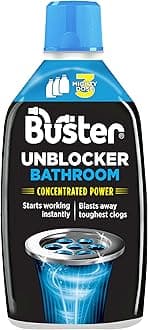 Buster Bathroom Drain Unblocker, Dissolves Hair and Sludge, 3 Dose Pack, 900ml