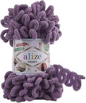 Alize Puffy Knitting Yarn 100 g, Patented Innovation, Loop Knitting without Needles, Colour: 437 Purple