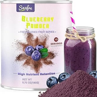 Blueberry Powder, 6.7OZ Freeze Dried Blueberry Pow der, Freeze Dried Fruit Powder, No Sugar & Additives, Great for Oatmeal, Cereal, Yogurt, Ice Cream, Pudding, Cookies, Cakes