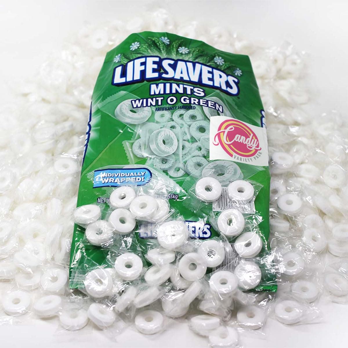 Wint O Green Mints Candy Bundle - 2lb Bulk Pack of Individually Wrapped Wintergreen Mints - Hard Candy Mints Individually Wrapped, 2lb Bag Wintogreen Mint Candy