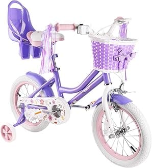 - RULLY Daisy Kids Bike for Girls Ages 2-9 Years, 12 14 16 18 Inch Princess Girls Bicycle with Doll Bike Seat, Training Wheels, Basket and Streamers, Kids Cycle Bikes, Multiple Colors