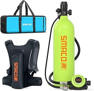 SMACO S700 Plus Mini Scuba Tank 2L Portable Diving Tank Reusable Pony Bottle for Underwater Exploration Lung Air Tank Kit Diving Cylinder for Emergency Rescue Boat Cleaning Backup Air Source