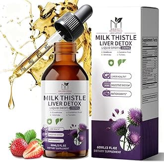 Milk Thistle Liver Support Drops – Liquid Herbal Supplement with Silymarin, Dandelion, Artichoke & Turmeric – Antioxidant Support for Liver Health – Vegan, Non-GMO, 2 Fl Oz