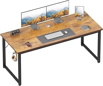 54 Inch Computer Desk Home Office Desk, Gaming Writing Work from Home Study Desk, Modern Simple Design, Large Legroom, Sturdy Metal Frame, Vintage