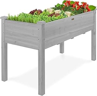 Best Choice Products 48x24x30in Raised Garden Bed, Elevated Wood Planter Box Stand for Backyard, Patio, Balcony w/Bed Liner, 200lb Capacity - Gray