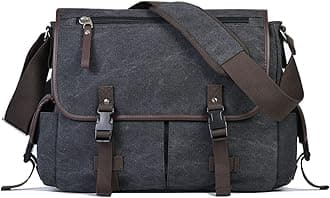 15.6 Inch Laptop Messenger Bag for Men Women, Canvas Computer Shoulder Bag, Work Briefcase for Business College Travel | Anti-theft Design, Multiple Pockets
